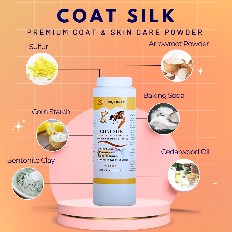 SOIE DE MANTEAU - Poudre sèche canine et équine.