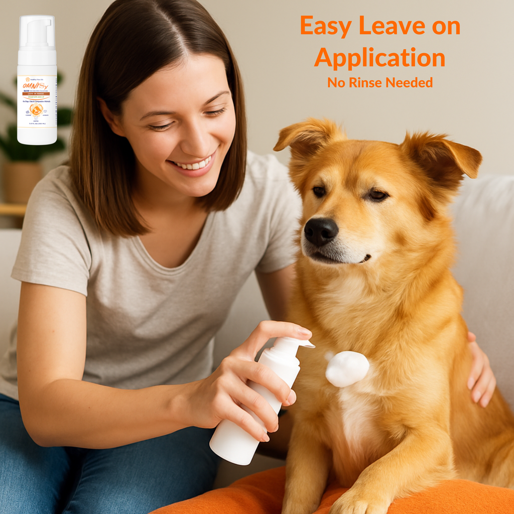 OMNISx Leave-On Mousse - Sulfur-based veterinary formula for itchy, irritated or sensitive skin