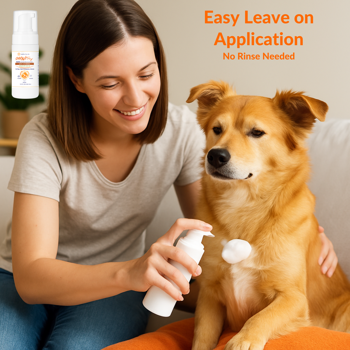 OMNISx Leave-On Mousse - Sulfur-based veterinary formula for itchy, irritated or sensitive skin