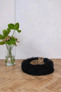 Lit rond en peau de mouton naturelle pour animaux de compagnie
