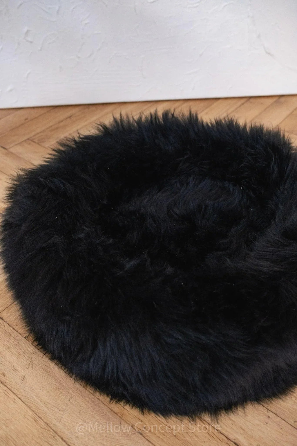 Lit rond en peau de mouton naturelle pour animaux de compagnie