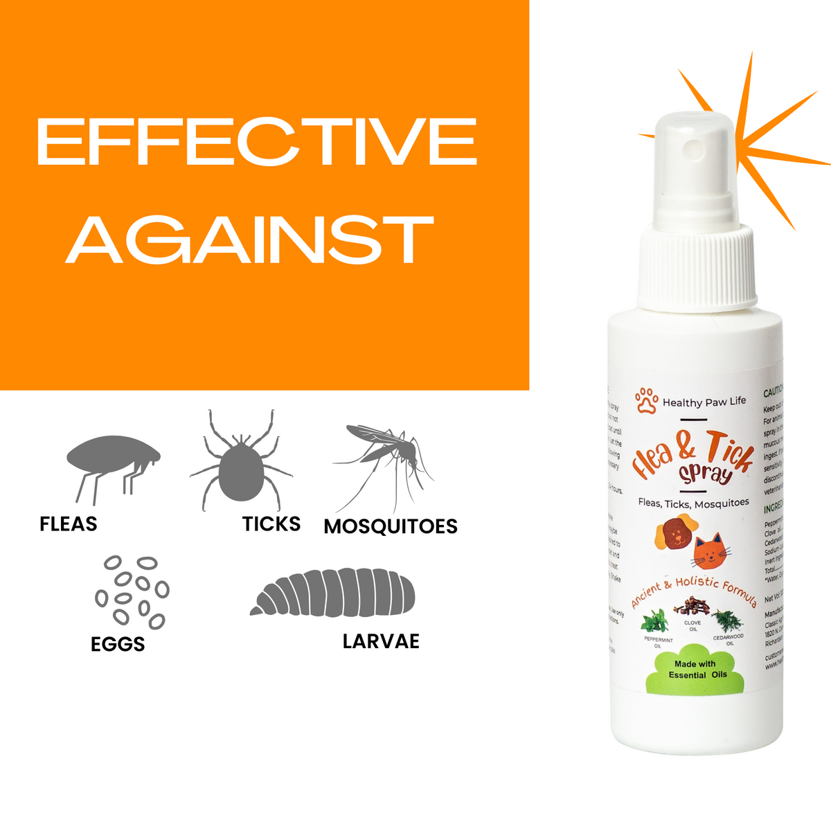 Spray anti-puces, tiques et anti-moustiques pour animaux de compagnie. 🐱🐶